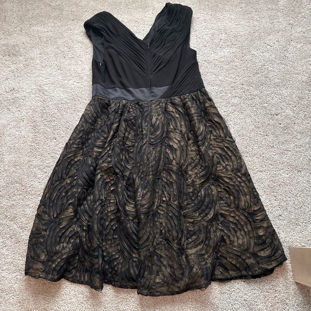 Andre Oliver Black and Gold Textured Midi Dress